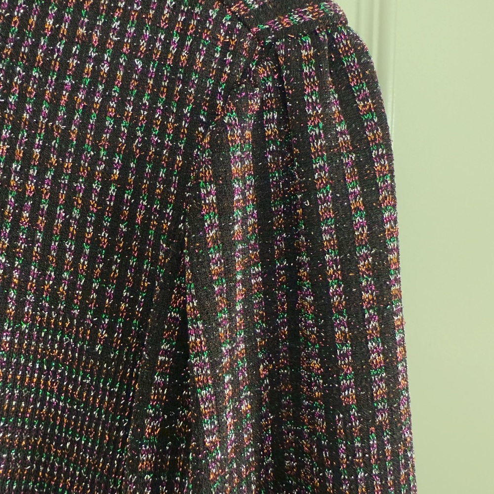 Festive Intro Lurex knit Multicolor Metallic crewneck top - Picture 2 of 7